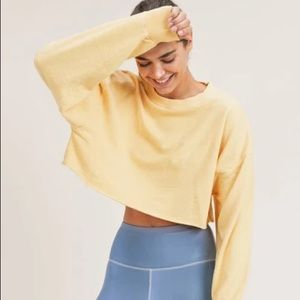 NWT, Mono B Cropped Jacquard Mineral Wash Pullover